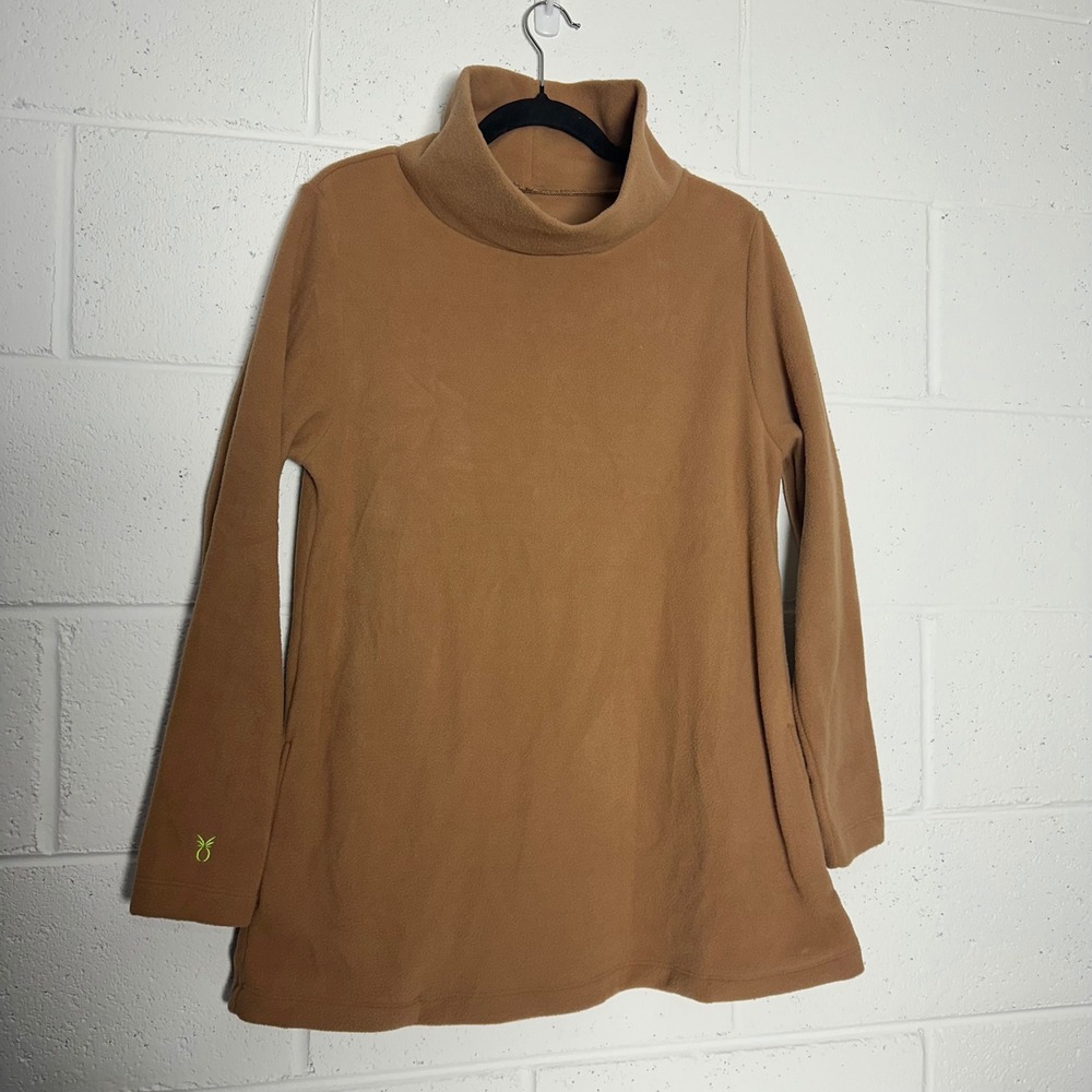 Dudley Stephens Park Slope Turtleneck‎ Fleece Pullover Camel Tan Large pocket - Picture 3 of 5